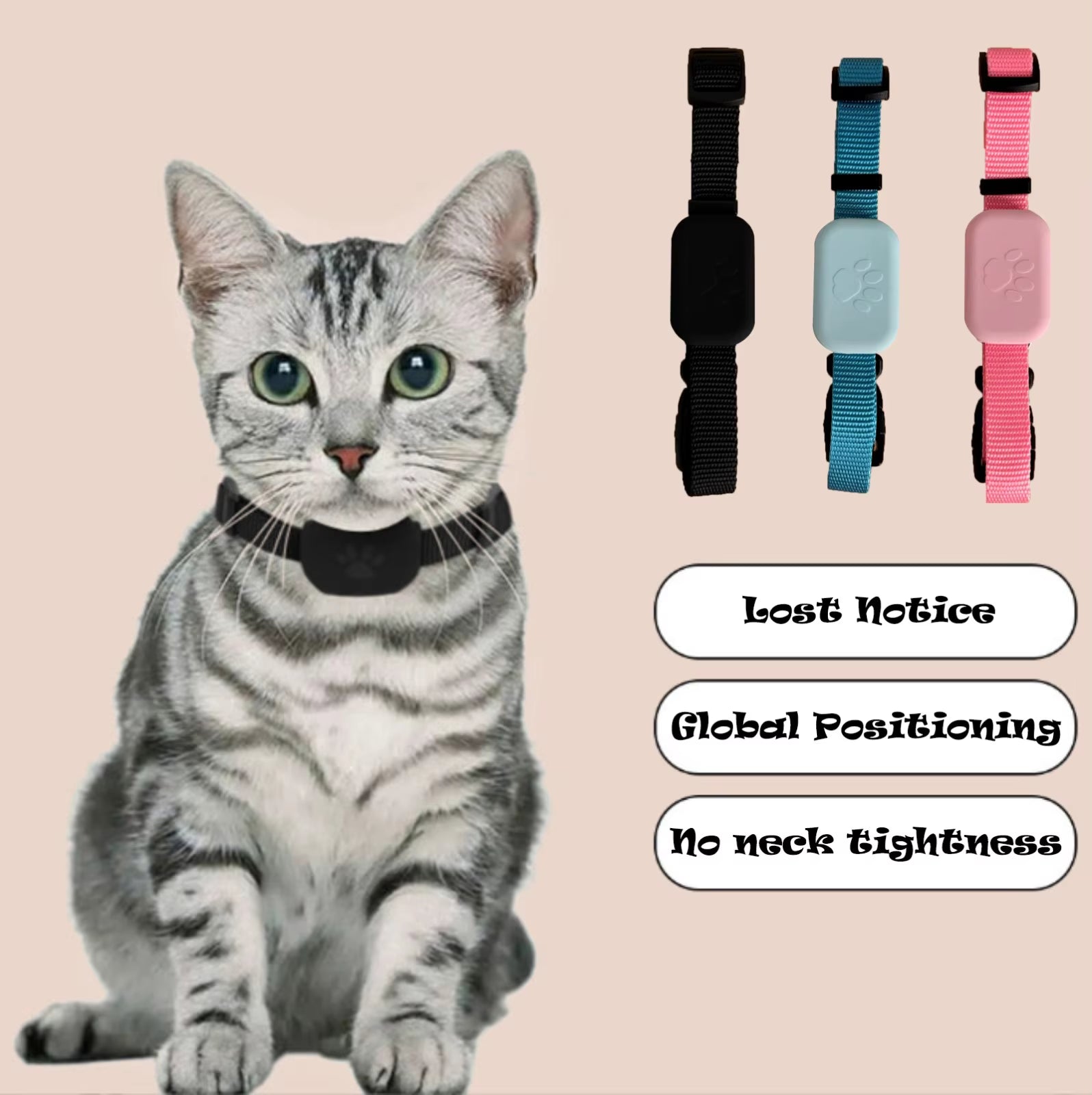 Intelligent Pet Collar Locator for Pet Dog & Cat Collars, Anti-Lost Collar Silicone Sleeve Animal Tracking Movement Alert Collar