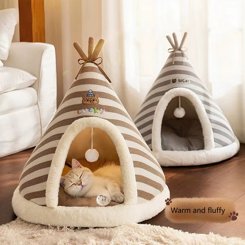 Cat Nest Autumn and Winter round Nest Knitted Tent Nest Thickened Warm Yurt Christmas Cat House Cross-Border Kennel Pet Nest