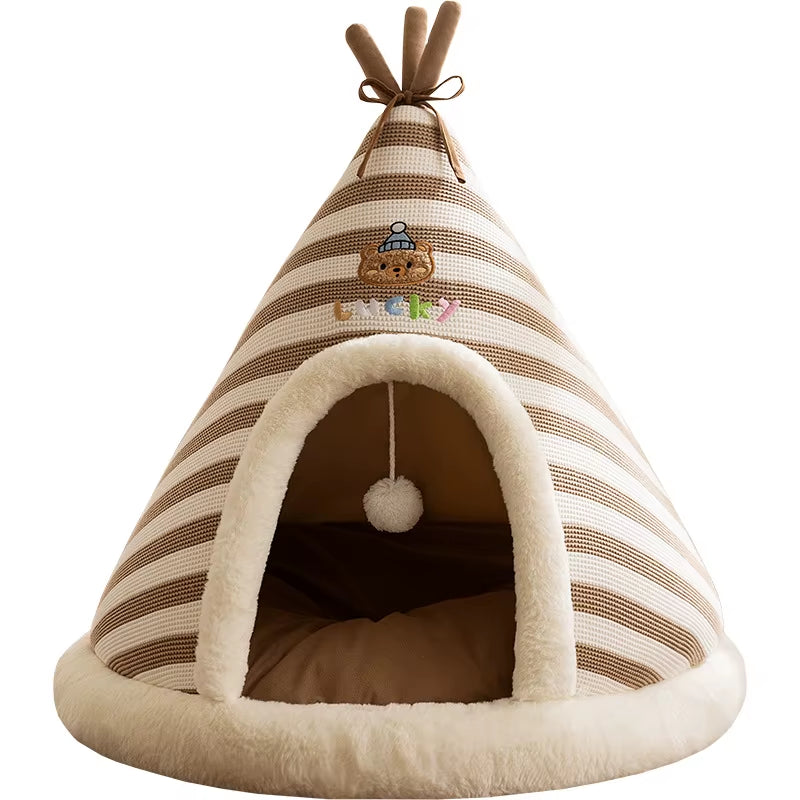 Cat Nest Autumn and Winter round Nest Knitted Tent Nest Thickened Warm Yurt Christmas Cat House Cross-Border Kennel Pet Nest