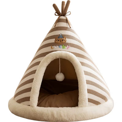 Cat Nest Autumn and Winter round Nest Knitted Tent Nest Thickened Warm Yurt Christmas Cat House Cross-Border Kennel Pet Nest