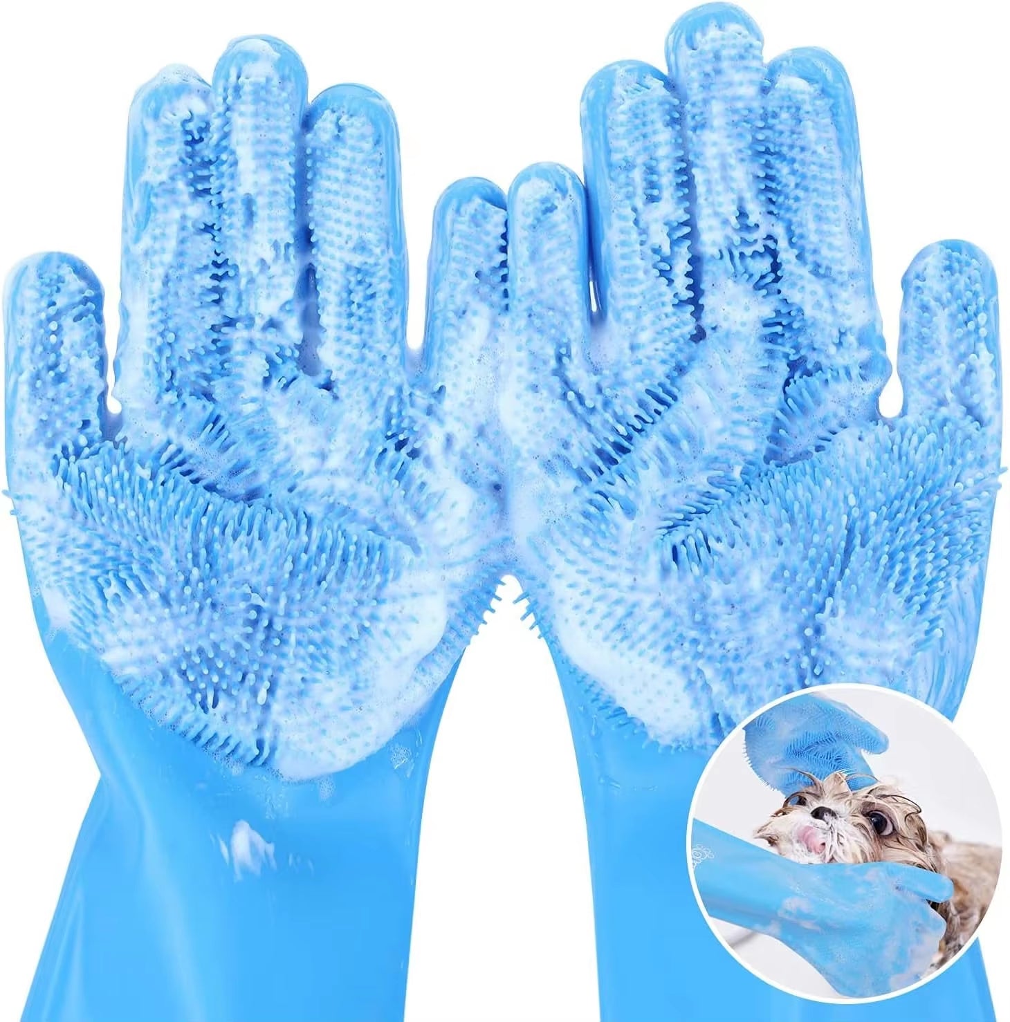 Pet Grooming Gloves Dog Cat Bathing Cleaning Glove Shampoo Scrubber Clean Soft Silicone Hair Removal Glove Hand Skin Protection